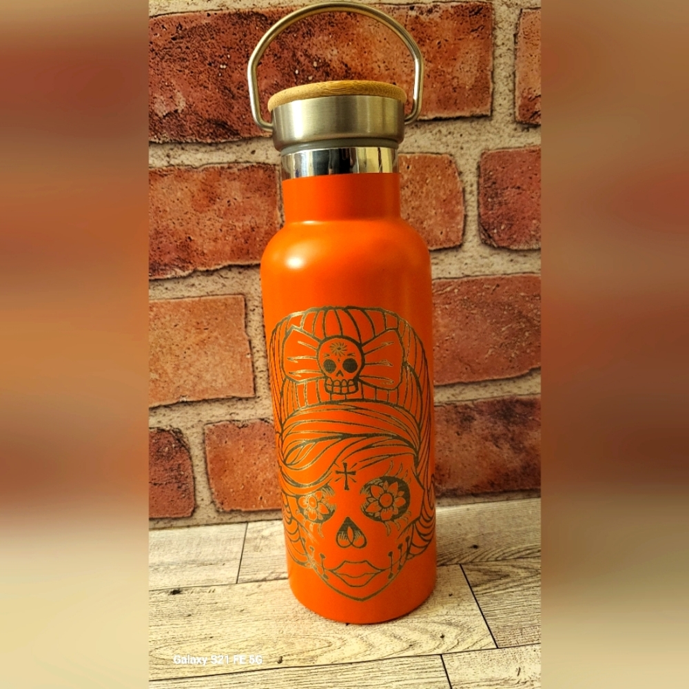 ROCKABILLY SUGAR SKULL WATER BOTTLE